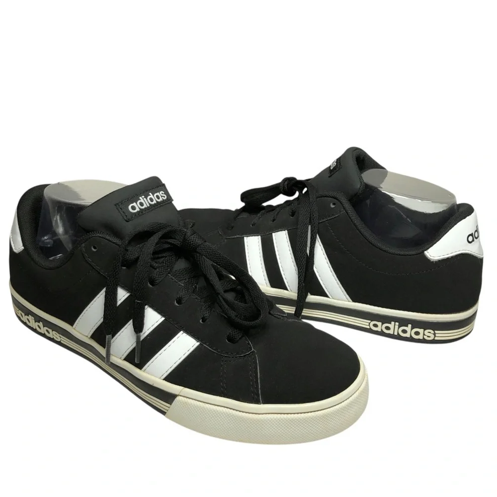 Adidas AW4575 Men's Daily Team Suede Stripes Black White‎ Classic Sneakers  8.5